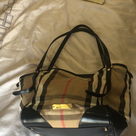 ❤️❤️HP ✨ VINTAGE BURBERRY canvas and leather bag - Picture 12 of 15